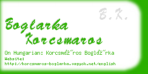 boglarka korcsmaros business card